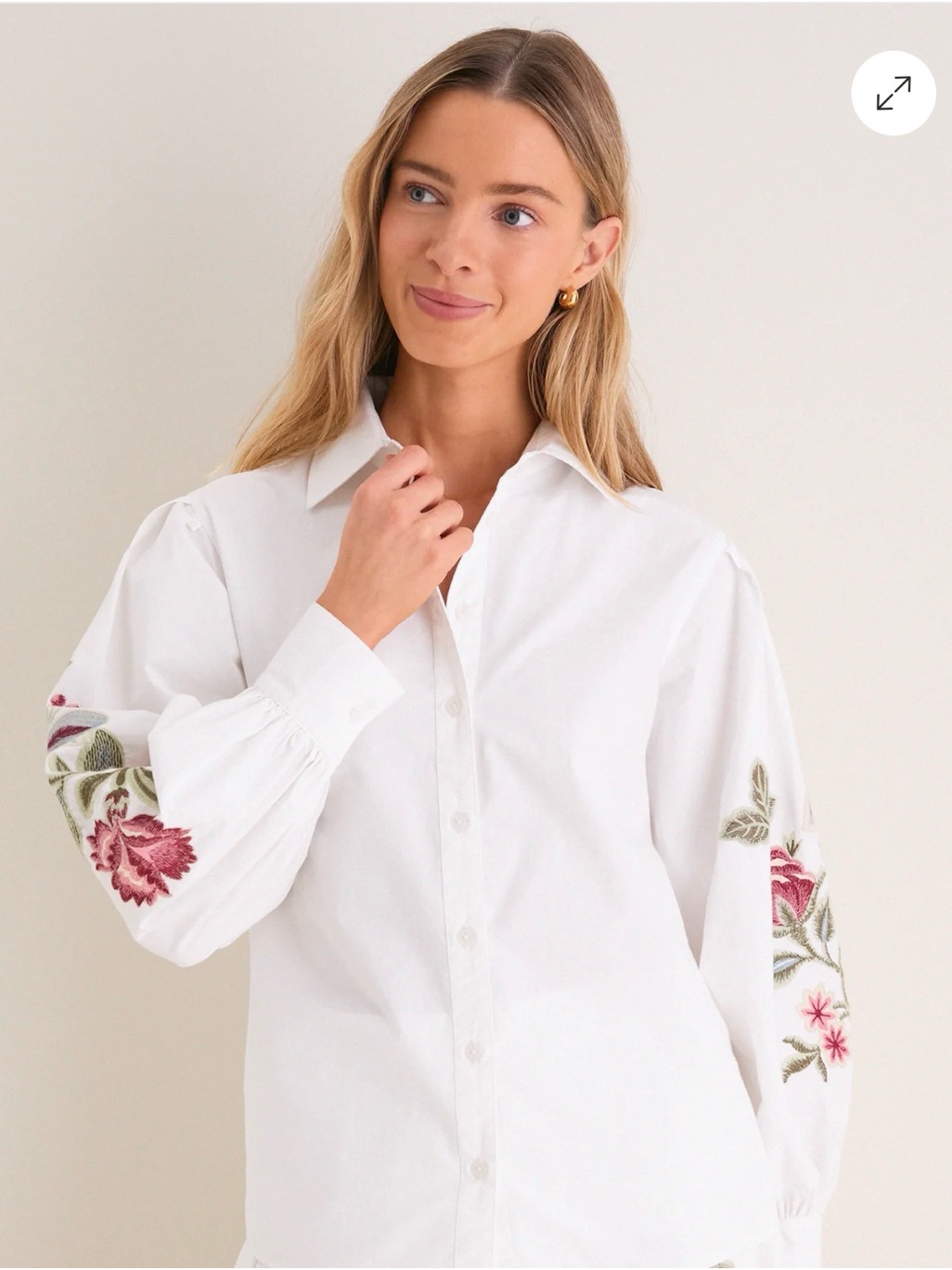 Tuckernuck White Floral Embroidered Carolina Button-Down Top Size S $168